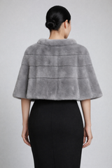 Gray Genuine Mink Fur Cape