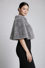 Gray Genuine Mink Fur Cape