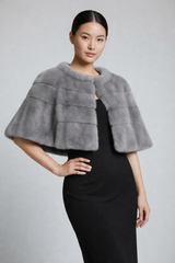 Gray Genuine Mink Fur Cape