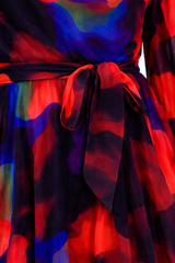 Red Abstract Silk Chiffon Gown