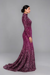 Fuschia Ombre Sequin Mermaid Gown