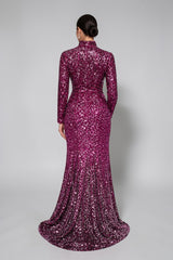 Fuschia Ombre Sequin Mermaid Gown