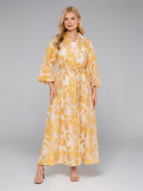 Golden Baroque Sheer Wrap Dress