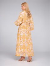 Golden Baroque Sheer Wrap Dress
