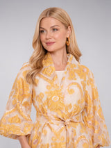 Golden Baroque Sheer Wrap Dress