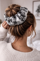 Houndstooth Knit Oversized Scrunchie