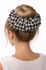 Houndstooth Grey Boucle Oversized Scrunchie