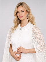 Rose Embroidered Sheer Cape