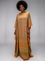 PEACH PAISLEY SILK KAFTAN