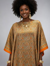 PEACH PAISLEY SILK KAFTAN