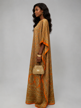 PEACH PAISLEY SILK KAFTAN