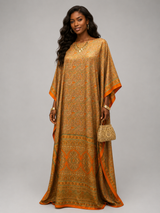 PEACH PAISLEY SILK KAFTAN