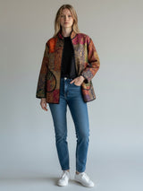 IMPERIAL MOSAIC SILK JACKET — NOIR TRIM