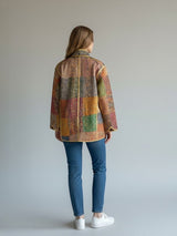 IMPERIAL MOSAIC SILK JACKET — GOLD TRIM