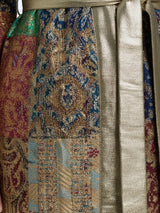 ALBANA New York Imperial Mosaic silk kimono robe featuring jewel-toned patchwork patterns and metallic gold trim.