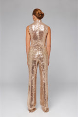 Gold Sequin Sleeveless Blouse