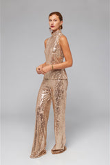 Gold Sequin Sleeveless Blouse