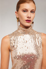 Gold Sequin Sleeveless Blouse
