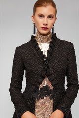 Black Jacquard Bolero Coat
