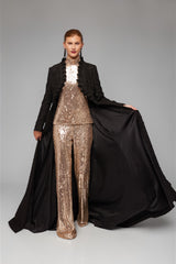 Black Jacquard Bolero Coat
