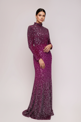 Fuschia Ombre Sequin Mermaid Gown