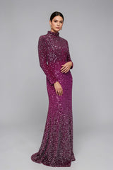 Fuschia Ombre Sequin Mermaid Gown