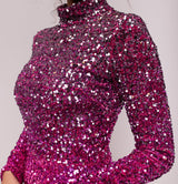 Fuschia Ombre Sequin Mermaid Gown