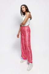 Rose Pink Silk Wide Leg Pants