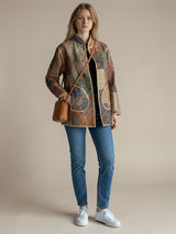IMPERIAL MOSAIC SILK MID COAT— NOIR TRIM