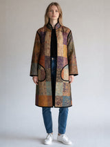 IMPERIAL MOSAIC SILK MID COAT— GOLD TRIM