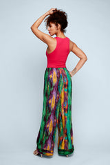 Color Stripes Wide Leg Pants