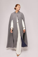 Black Houndstooth Wool Cape