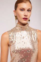 Gold Sequin Sleeveless Blouse