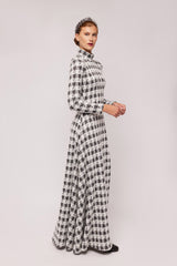 Knit Houndstooth A-line Maxi Dress