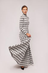 Knit Houndstooth A-line Maxi Dress