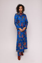 Blue Floral Brocade Coat