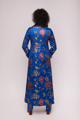Blue Floral Brocade Coat