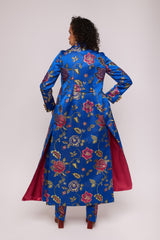 Blue Floral Brocade Coat