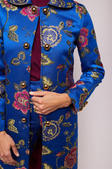 Blue Floral Brocade Coat