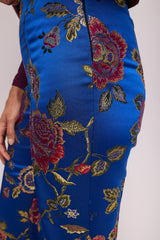 Blue Brocade Flare Pants