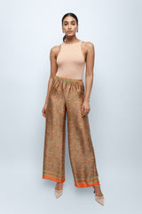 Apricot Silk Wide Leg Pants
