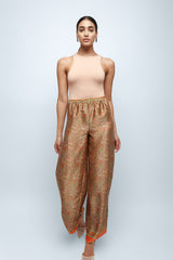 Apricot Silk Wide Leg Pants