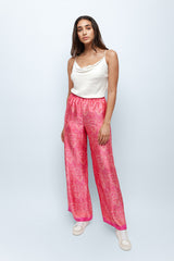 Rose Pink Silk Wide Leg Pants