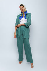 La Mer Blue Textured Linen Pants