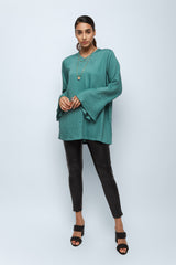 La Mer Blue Textured Linen Tunic