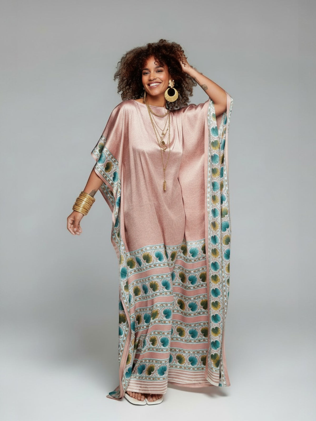 ROSE AURORA SILK KAFTAN