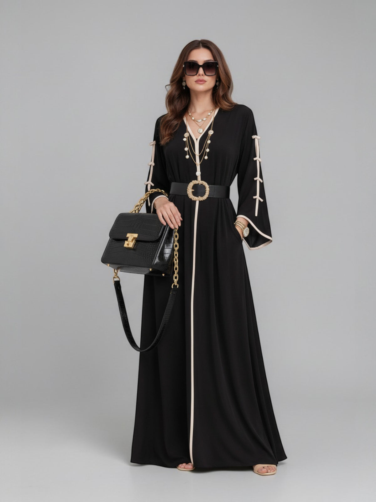 NOIR VEIL SILK KAFTAN