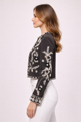 Crystal Embellished Crop Jacket