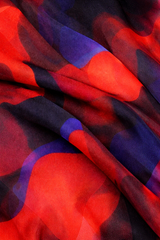 Red Abstract Silk Chiffon Gown