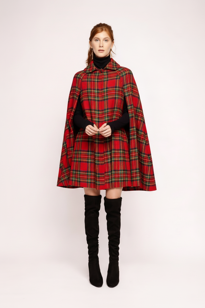 Red Tartan Plaid Cape